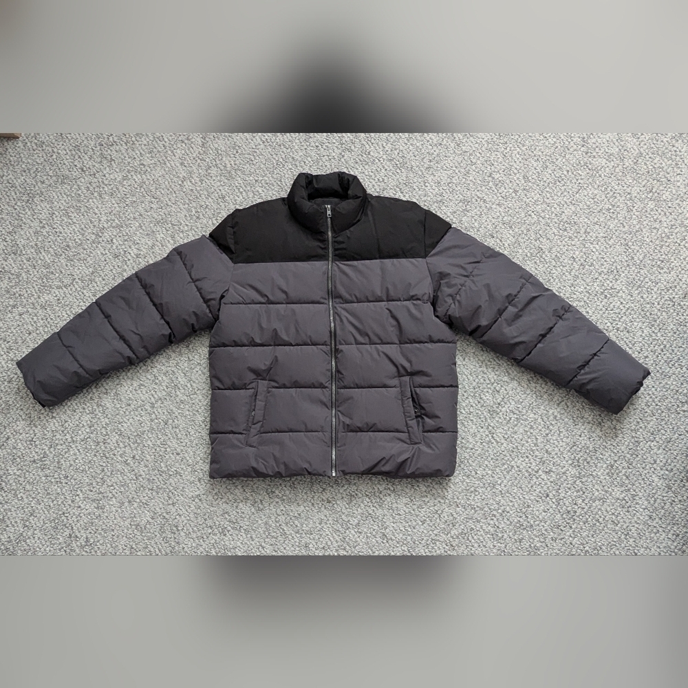 ONLY & SONS Men's (XL) Charcoal Grey & Black Winter Puffer Jacket